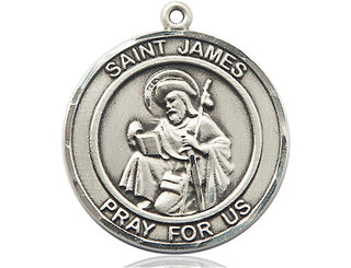 Sterling Silver Saint James the Greater Medal Catholic Jewelry Engraved Catholic Saint Jewelry