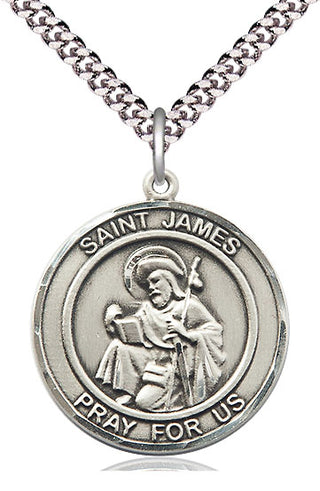 Sterling Silver Saint James the Greater Medal Catholic Jewelry Engraved Catholic Saint Jewelry