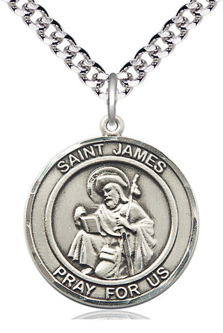 Sterling Silver Saint James the Greater Medal Catholic Jewelry Engraved Catholic Saint Jewelry