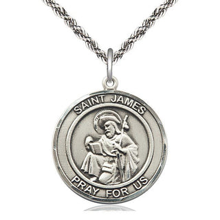 Sterling Silver Saint James the Greater Medal Catholic Jewelry Engraved Catholic Saint Jewelry