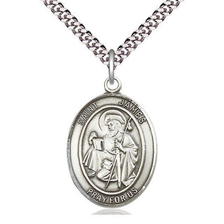 Sterling Silver Saint James the Greater Medal Catholic Jewelry Engraved Catholic Saint Jewelry