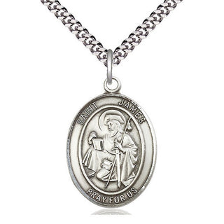 Sterling Silver Saint James the Greater Medal Catholic Jewelry Engraved Catholic Saint Jewelry