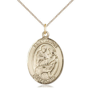 14kt Gold Filled Saint Jason Medal Catholic Jewelry Engraved Catholic Saint Jewelry