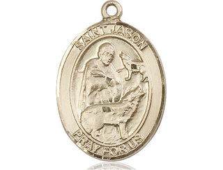 14kt Gold Saint Jason Medal Engraved Catholic Saint Jewelry