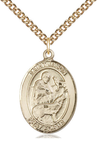 14kt Gold Saint Jason Medal Engraved Catholic Saint Jewelry