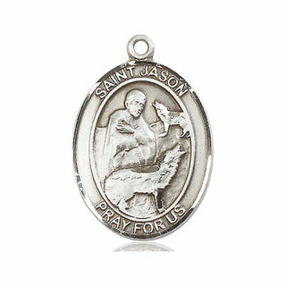 Pewter Saint Jason Medal Engraved Catholic Saint Jewelry