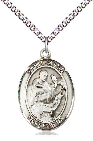Sterling Silver Saint Jason Medal Catholic Jewelry Engraved Catholic Saint Jewelry