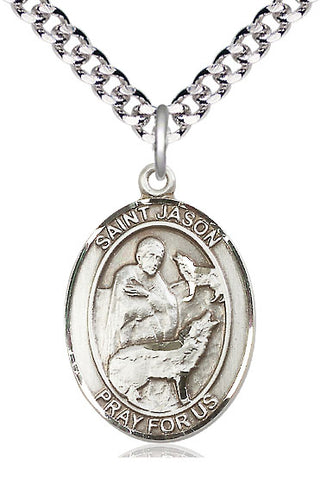 Sterling Silver Saint Jason Medal Catholic Jewelry Engraved Catholic Saint Jewelry