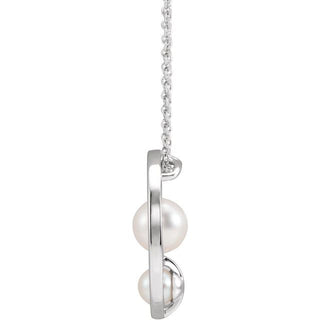 14K White Cultured White Akoya Pearl Hold You Forever 16-18" Necklace
