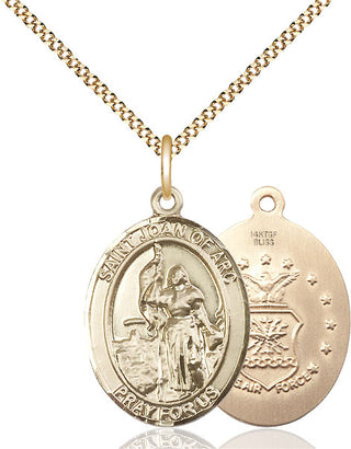14kt Gold Filled Saint Joan of Arc Air Force Medal Catholic Jewelry