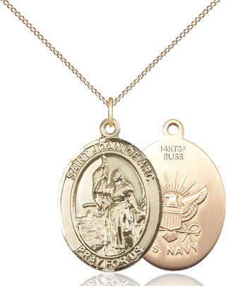 14kt Gold Filled Saint Joan of Arc Navy Medal Catholic Jewelry