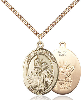 14kt Gold Filled Saint Joan of Arc Navy Medal Catholic Jewelry