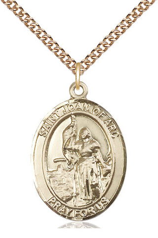 14kt Gold Filled Saint Joan of Arc Medal Catholic Jewelry Engraved Catholic Saint Jewelry