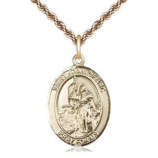 14kt Gold Filled Saint Joan of Arc Medal Catholic Jewelry Engraved Catholic Saint Jewelry