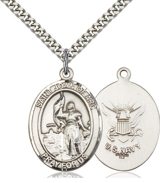 Pewter Saint Joan of Arc Navy Medal Catholic Jewelry