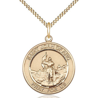 14kt Gold Filled Saint Joan of Arc Medal Catholic Jewelry Engraved Catholic Saint Jewelry