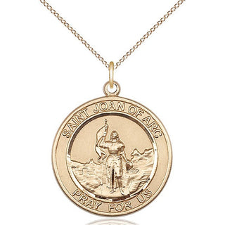 14kt Gold Filled Saint Joan of Arc Medal Catholic Jewelry Engraved Catholic Saint Jewelry