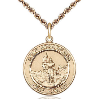 14kt Gold Filled Saint Joan of Arc Medal Catholic Jewelry Engraved Catholic Saint Jewelry