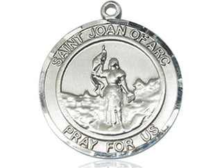 Pewter Saint Joan of Arc Medal Engraved Catholic Saint Jewelry