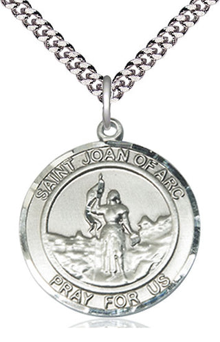 Pewter Saint Joan of Arc Medal Catholic Jewelry Engraved Catholic Saint Jewelry