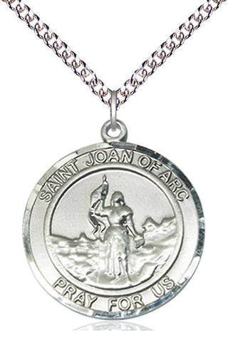 Sterling Silver Saint Joan of Arc Medal Catholic Jewelry Engraved Catholic Saint Jewelry
