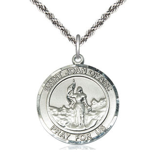 Sterling Silver Saint Joan of Arc Medal Catholic Jewelry Engraved Catholic Saint Jewelry