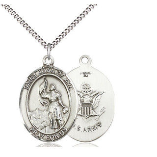 Sterling Silver Saint Joan of Arc Army Medal Catholic Jewelry