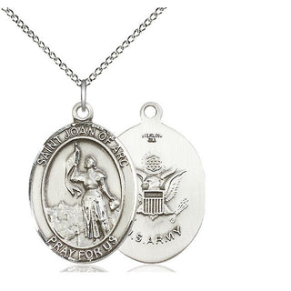 Sterling Silver Saint Joan of Arc Army Medal Catholic Jewelry