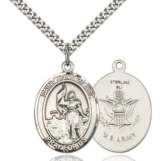 Sterling Silver Saint Joan of Arc Army Medal Catholic Jewelry