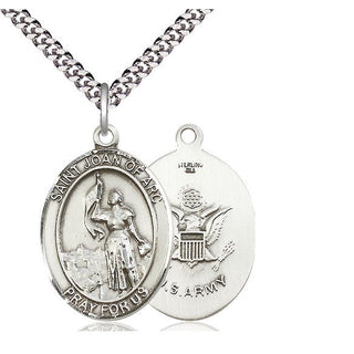 Sterling Silver Saint Joan of Arc Army Medal Catholic Jewelry