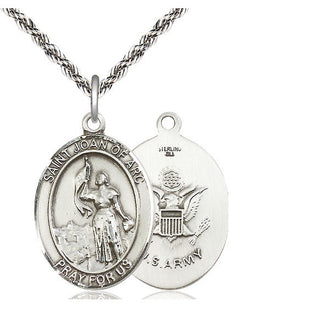Sterling Silver Saint Joan of Arc Army Medal Catholic Jewelry