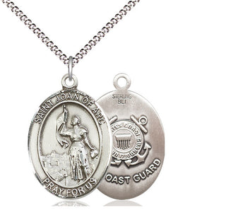 Sterling Silver Saint Joan of Arc  Coast Guard Medal Catholic Jewelry