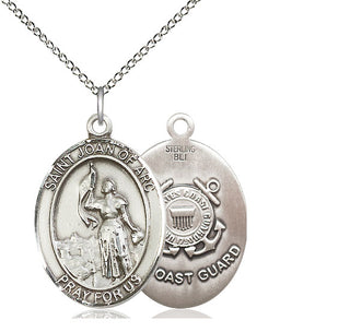 Sterling Silver Saint Joan of Arc  Coast Guard Medal Catholic Jewelry
