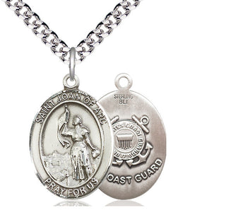 Sterling Silver Saint Joan of Arc  Coast Guard Medal Catholic Jewelry