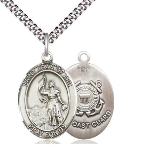 Sterling Silver Saint Joan of Arc  Coast Guard Medal Catholic Jewelry