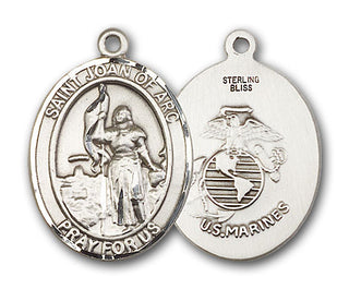 Sterling Silver Saint Joan of Arc Marines Pendant