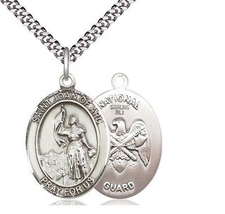 Sterling Silver Saint Joan of Arc National Guard Medal Catholic Jewelry