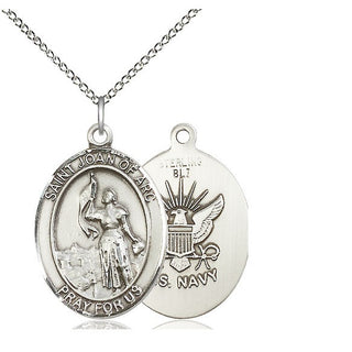 Sterling Silver Saint Joan of Arc Navy Medal Catholic Jewelry