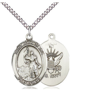 Sterling Silver Saint Joan of Arc Navy Medal Catholic Jewelry