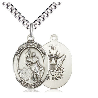 Sterling Silver Saint Joan of Arc Navy Medal Catholic Jewelry