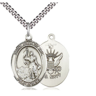 Sterling Silver Saint Joan of Arc Navy Medal Catholic Jewelry