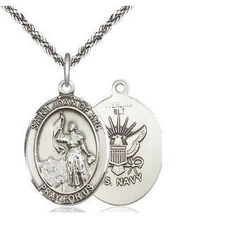 Sterling Silver Saint Joan of Arc Navy Medal Catholic Jewelry