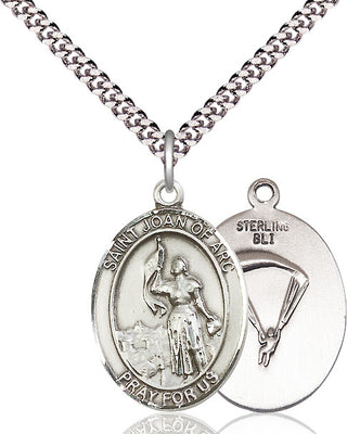 Sterling Silver Saint Joan of Arc Paratrooper Medal Catholic Jewelry