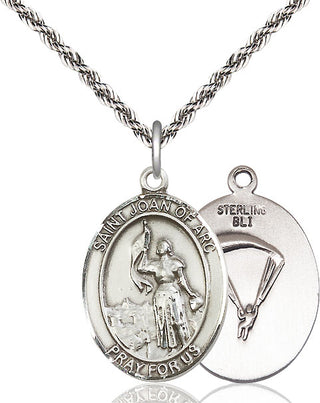 Sterling Silver Saint Joan of Arc Paratrooper Medal Catholic Jewelry