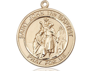 14kt Gold Filled Saint John the Baptist Medal Engraved Catholic Saint Jewelry