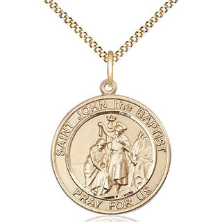 14kt Gold Filled Saint John the Baptist Medal Catholic Jewelry Engraved Catholic Saint Jewelry