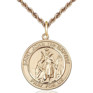 14kt Gold Filled Saint John the Baptist Medal Catholic Jewelry Engraved Catholic Saint Jewelry