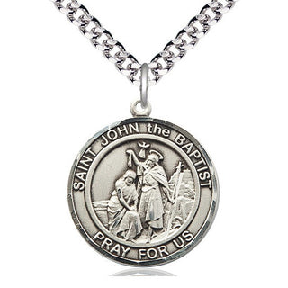 Sterling Silver Saint John the Baptist Medal Catholic Jewelry Engraved Catholic Saint Jewelry