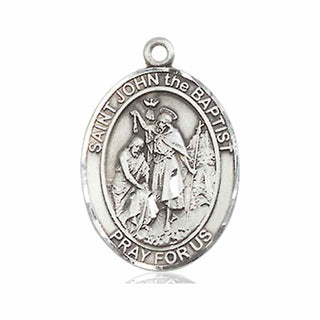 Sterling Silver Saint John the Baptist Medal Catholic Jewelry Engraved Catholic Saint Jewelry