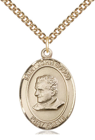 14kt Gold Filled Saint John Bosco Medal Catholic Jewelry Engraved Catholic Saint Jewelry